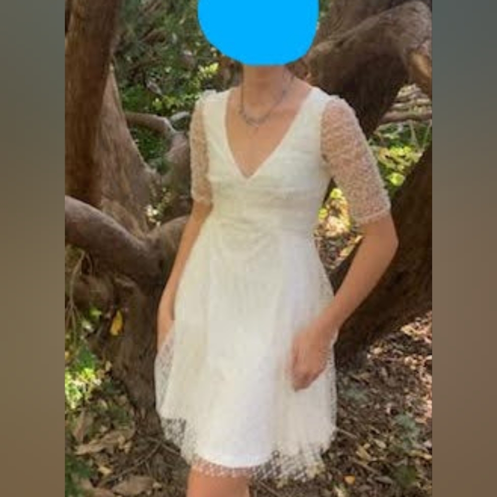 Lulu's White Lace Overlay Short Dress, XS